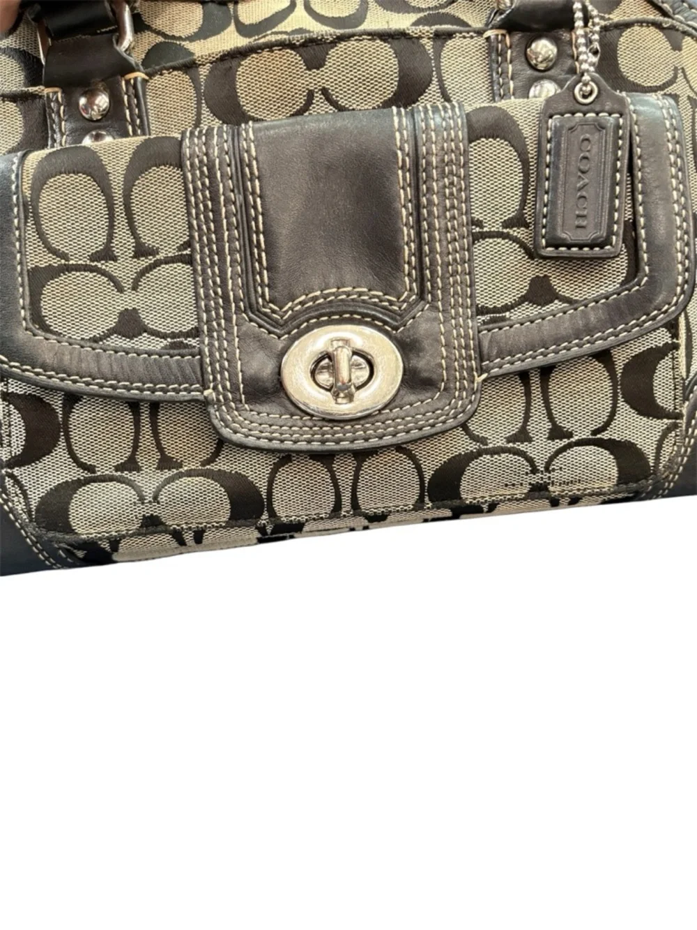 Coach Hampton H0998-F13977 Brown and Black Signature Satchel - Picture 3 of 12
